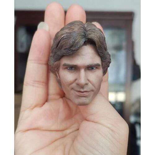 1/6 Han Solo Head Carving Smiling Harrison Ford Head Sculpt Fit 12'' Male Action Figure Body Model Accessory For Collection