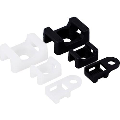 100PCs Cable Tie Mount Wire Buddle Saddle Type Plastic Holder White Black