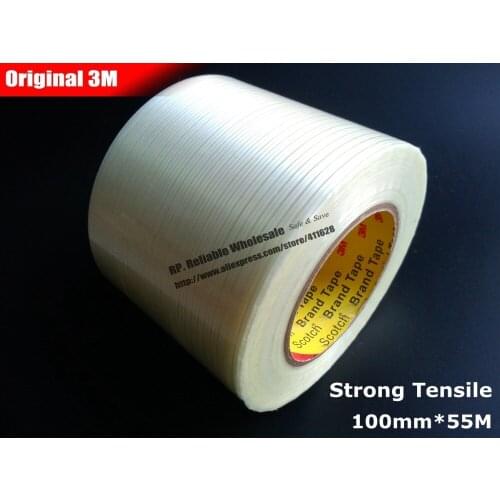 1x (10cm) 100mm*55M 3M Strong Tensile Adhesive Fiberglass Tape, for Heavy Box, Furniture, Home Appliance, Wood, Metal Pack, Ship