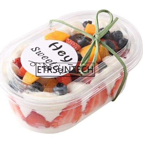 200pcs Plastic Mousse Cake Packing Cake Box Disposable Transparent Dessert PET Cup Favors Boxes Supplies 500ML