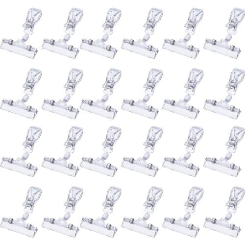 25 Pack Plastic Rotatable Sign Clips Merchandise Sign Clip Display Clip Holder Stand, Clear