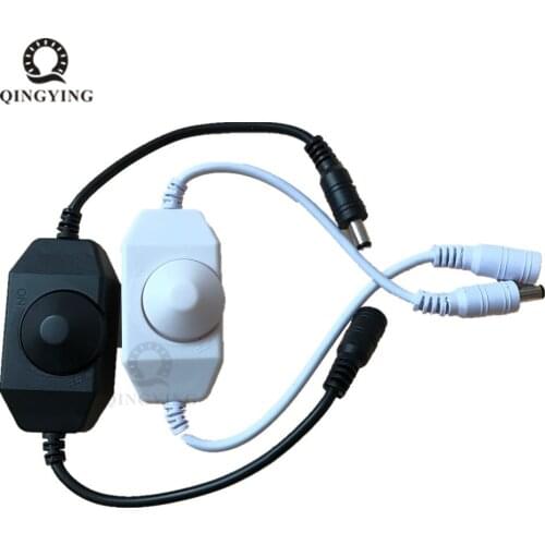5-10pcs LED Dimmer Switch Brightness Adjust Controller for 3528 5050 5730 5630 Single Color Strip Light DC 12V 24V Black/White