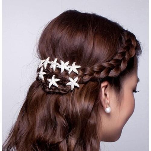 5Pcs Unique Flower Hair Jewelry Hairwear Wedding Bridal Princess Crystal Silver Color U Shape Hairpin Headwear Hair Pin Sticks