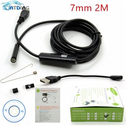 7mm 2M Endoscope Camera USB Android Endoscope Waterproof 6 LED Borescope Snake flexible Inspection Camera For Android PC