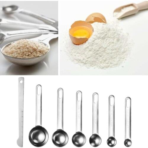 7PCS/Set Measuring Cups 0.62/1.25/2.5/5/7.5/15 ML Premium Stackable Kitchen Stainless Steel Spoons Kitchen Measuring Tool