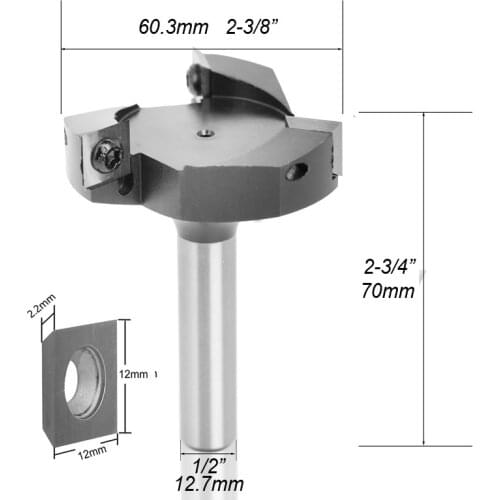 3 flutes 8mm 12mmx 1/2'' Shank Planing Bits Face End Milling Cutters Spoilboard CNC Surfacing Router Bit for Woodworking Tools