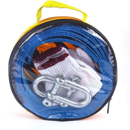 5M 8 Tons Towing Rope Strape Cable With U Hooks Shackle High Strength Nylon With Reflective Light Car Truck Trailer