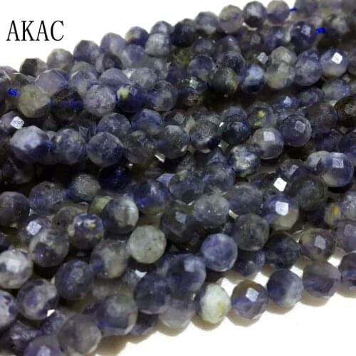 2strands Approx5.8mm natural iolite faceted loose seed beads for Jewelry diy making design wholesale