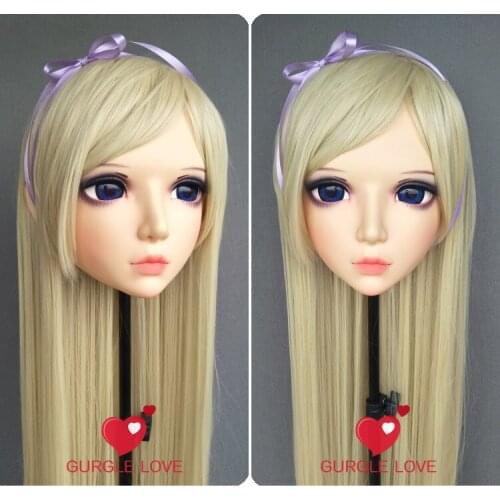 DM111) Resin Girl Japan Anime Kigurumi Cosplay Masks Comic and Animation Mask Cosplay Women Cartoon BJD Crossdressing