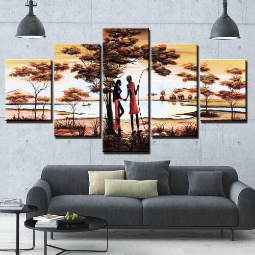 Home Decoration Wall Art Canvas Tree Paintings Figure Pictures Hd Prints abstract Landscape Poster Bedroom Modular 5 Set Framed