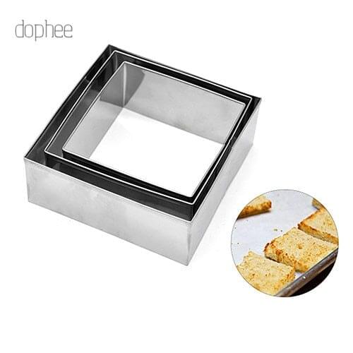 Dophee 3pcs Stainless Steel Square Mousse Ring Cake Mold Biscuit Cake Dessert Mold Kitchen DIY Baking Tools