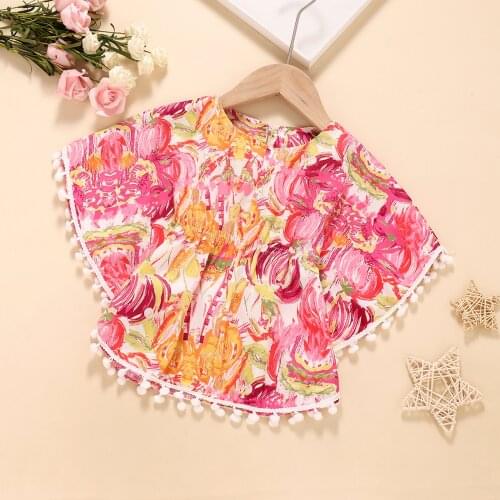 FOCUSNORM 0-3Y Summer Baby Girls Beach Dress Floral Print Batwing Sleeve Sun-Proof Clothing Tops