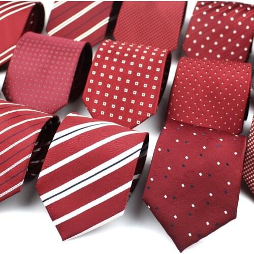 Red Color Striped Neck tie For Men Women Classic Men Ties Fashion Plaid Tie Groom Neck Tie For Party Wedding Adult Cravat