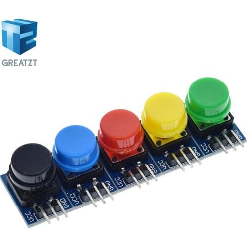 GREATZT 5pcs 12X12MM Big key module Big button module Light touch switch module with hat High level output for arduino or raspbe