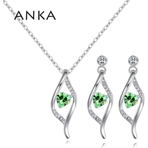 ANKA Brand Earrings Necklace Set Costume Jewelry Sets Of Jewelry Fashion Austrian Crystal For Women Wedding #132493
