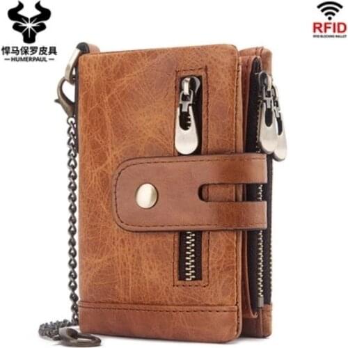 Cow Leather Rfid Genuine Leather Wallets Men Wallet Credit Business Card Holders Vintage Brown Leather Wallet Purses Quality