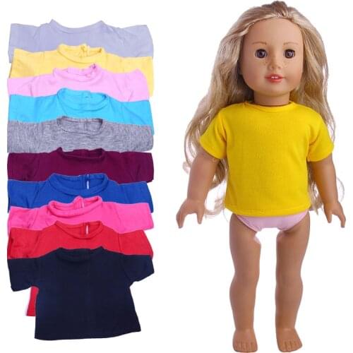 Doll Single T-shirts For 18 Inch American & 43Cm Baby New Born Doll A Gift For Our Generation Doll Daily Life