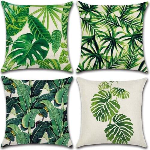 Monstera Leaf Square Linen Pillow Case Cushion Cover Sofa Bed Car Office Decor Christmas decorations for home Cushion Cover