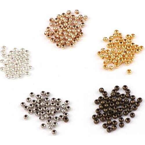 5mm Mixed Color Round Iron Smooth Ball Spacer Metal Loose Beads For DIY Jewelry Making Needlework Bracelet Necklace Supplies
