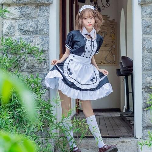 Sweet Lolita Dress French Maid Waiter Costume Women Sexy Mini Pinafore Cute Ouji Outfit Halloween Cosplay For Girls Plus Size
