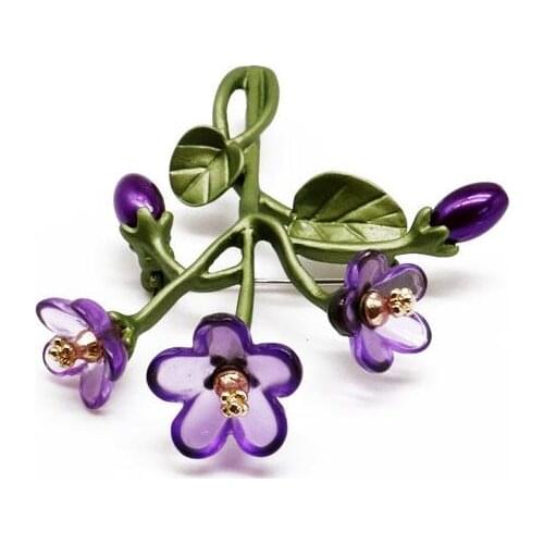 Cute Purple Flower Sweet Brooch Pin Sprayed Alloy New