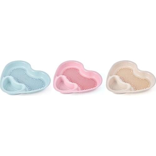 Heart-shaped Baby Feeding Bowl Double Layer Design Dinner Dish Drain Multi-purpose Food Plate Infant Children Care