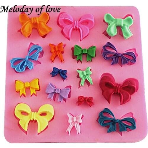 Many Mini Bows bow-knot Shape Silicone Mold 3D rosette Fondant Moulds Sugar Lace Mold Cake Brim decorating tools T0095