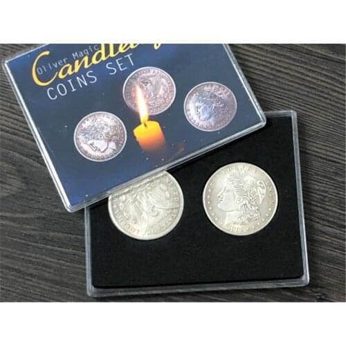 Candlelight Coins Set by Oliver Magic Coin Magic Tricks Gimmick Close up Magic Illusion Magia Props Magician Coin Thru Table Fun