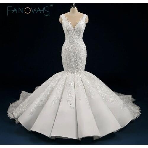 Plus Size Lace Wedding Dress Mermaid Vestido De Noiva 2019 Luxury Wedding Dresses Turkey Wedding Gowns Rode De Mariage