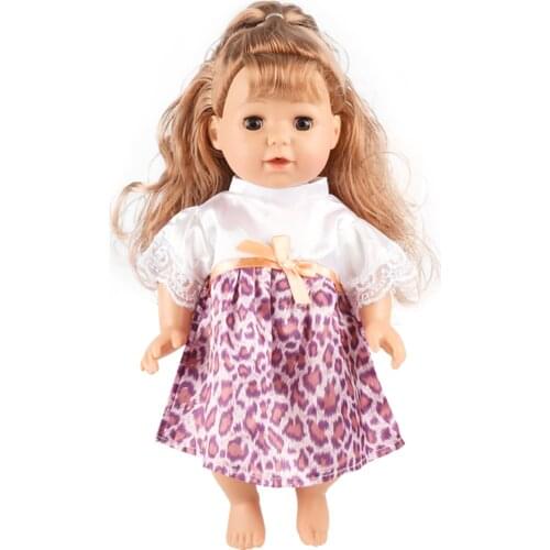 Fit 14 Inches New Born Baby Doll Clothes Accessories Pink Leopard Print Dress Handmade dress Suit For Baby Birthday Gift