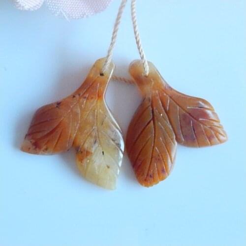 Semi-precious stones,Fashion jewelry Natural Gemstone Carved Leaf Amazonite fashion women Earring pair,22x19x4mm,4.1g
