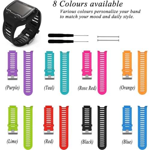 EiEuuk Adjustable Soft Silicone Replacement Watchband Wrist Strap for Garmin Forerunner 910XT