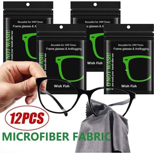 12PCS Reusable Anti-Fog Glasses Wipe Pre-moistened Antifog Lens Cloth Defogger Eyeglass Wipe Prevent Fogging for Glasses Cloths
