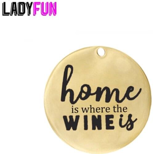 Family Charms Stainless Steel Home Is Where The Wine Is Charm Pendant Wholesale Jewelry Lots Handmade Accessories