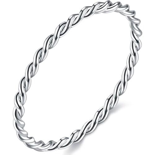 SILVERHOO 925 Sterling Silver Finger Rings For Women Weave Twisted Minimalist Anniversary Fine Jewelry Gift Female Ring New