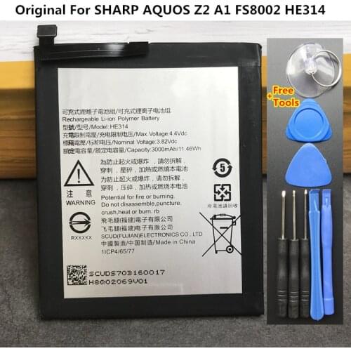 New Original 3000mAh HE314 Replacement Battery For SHARP AQUOS Z2 A1 FS8002 Built-in Li-Polymer Batteries With Repair Tools