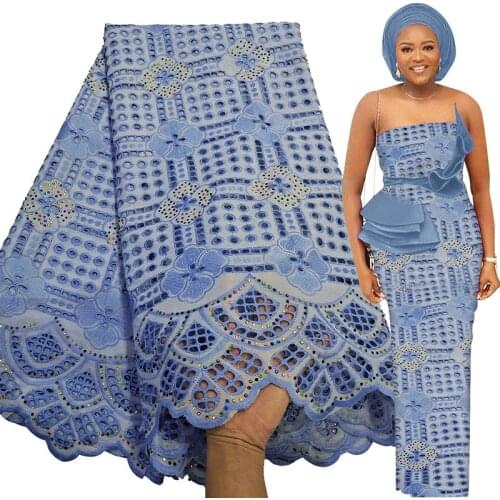 Fabricbob 100% Cotton 2.5 Yards Soft Swiss Voile Lace Fabric 2021 High Quality African Party Embroidery Nigerian Lace Fabric