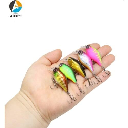 AI-SHOUYU Mirco Hard Bait Popper Lure 38mm 4.1g Fishing Wobbler with 2 Hooks Floating Suspending Artificial Fishing Lure Tackle