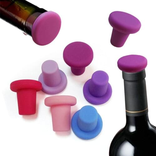 Creative Silicone Bottle Stopper Bottle Caps Wine Stopper Family Bar Preservation Tools Safe Healthy Solid Color 1PC