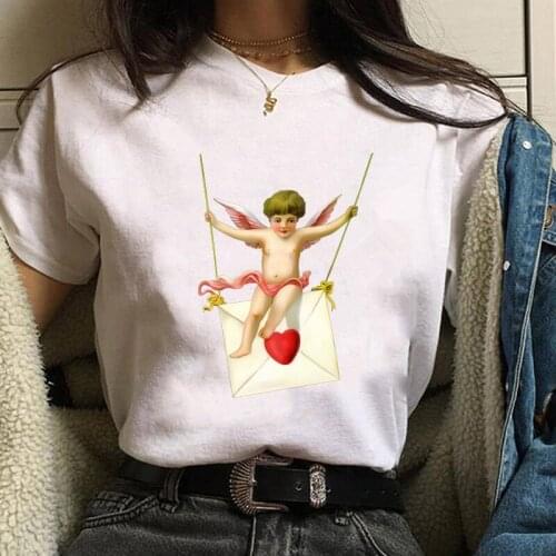 Vintage Tshirt Aesthetic Tshirt Cute Female Itself Oversize T Shirt Women 90s Korean Ulzzang Top for Lady Short Sleeve T Shirts