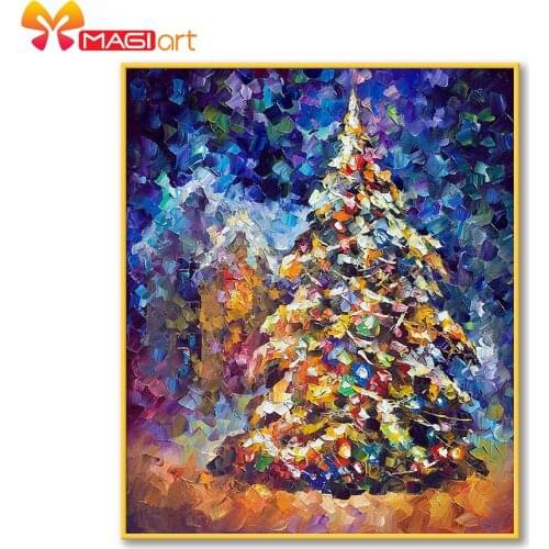 Cross stitch kits Embroidery needlework sets 11CT water soluble canvas patterns 14CT Full Christmas tree snow -NCMC085