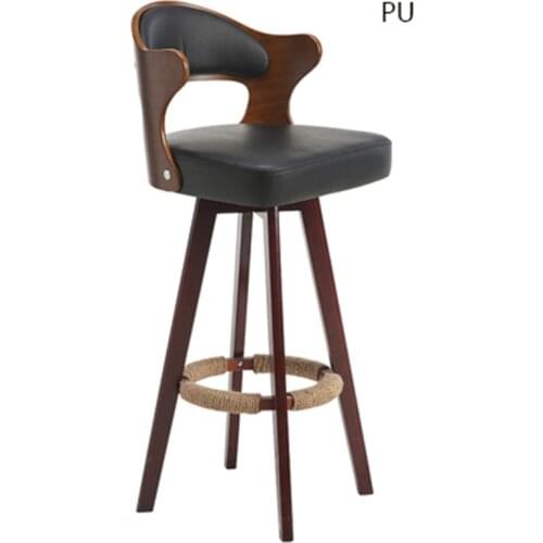 Nordic style bar chair solid wood leg high stool with back front desk chair modern simple rotary high stool bar chair bar stool