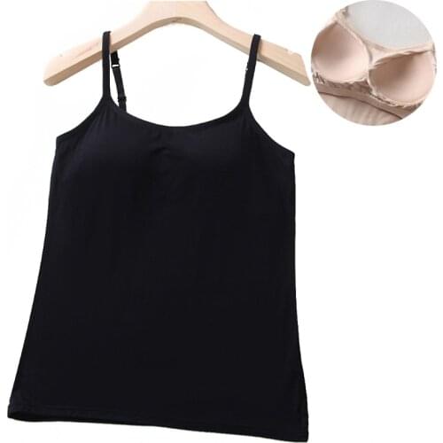 Women Modal Cami with Built-in Shelf Bra Support Adjustable Spaghetti Strap Tank