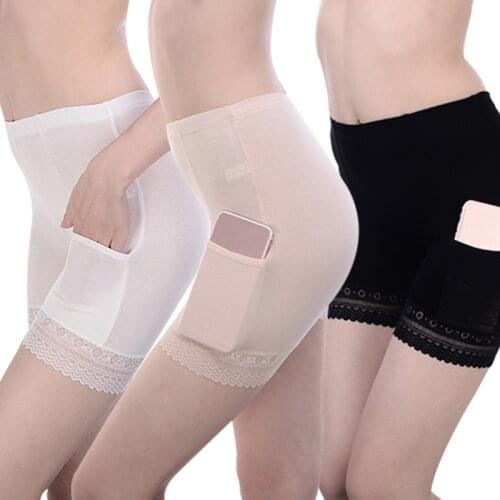 1PCS Femme Women Soft Cotton Lace Seamless Safety Short Pants Summer Under Skirt Shorts with Pockets Short Tights