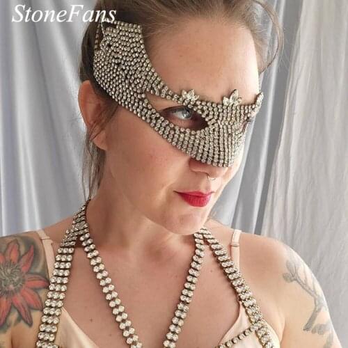 Stonefans Fashion Sexy Mask for Face Women Masquerade Fashion Crystal Decoration Designer Luxury Halloween Masks Jewelry Party