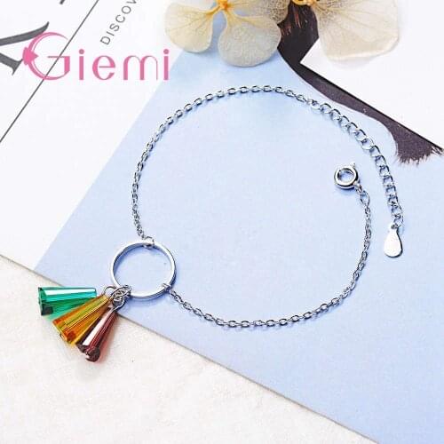 New Classical 925 Sterling Silver Cubic Zirconia Rhinestone Bracelet For Women Fashion Party Lovely Christmas Jewelry Gift