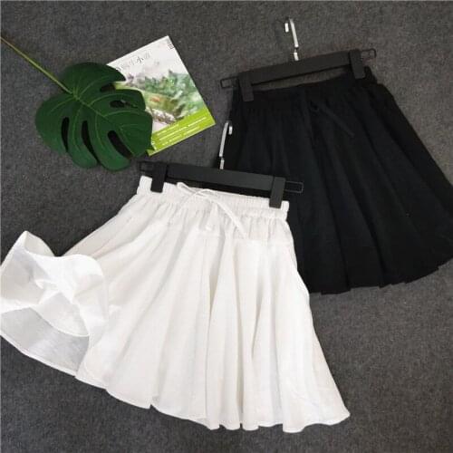 ASHIOFU Self-made Womens Summer New Dress High-waist Elastic Puffy Short Skirt Cotton Linen Anti-glare Umbrella Fashion Dresses