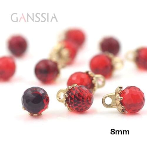 10pcs/lot Size:8mm Beautiful Red imitation crystal round buttons, Sewing for shirt button, DIY Scrapbooking accessories(SS-98-2)