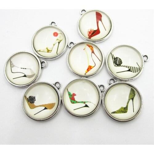 Mix Designs 10pcs High Heel Shoe Charms Dangle Charms Hanging Charms DIY Bracele&bangles Jewelry Accessory Floating Charm