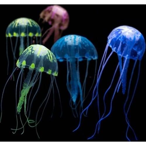 10cm Simulation Silicone Jellyfish with Suction Cup Fish Tank Aquarium Landscaping Decor